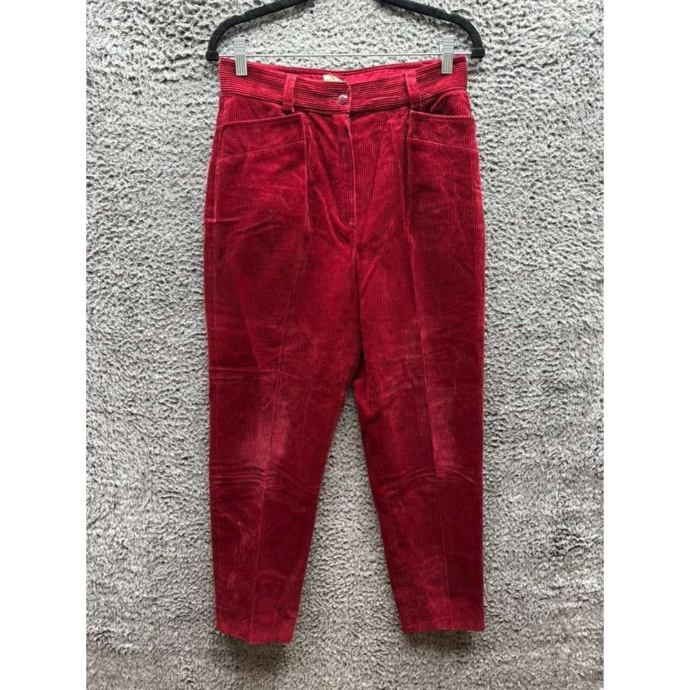 Kenzo Paris High Rise Corduroy Cotton-Blend Tapered Pants Red Womens Size 42
